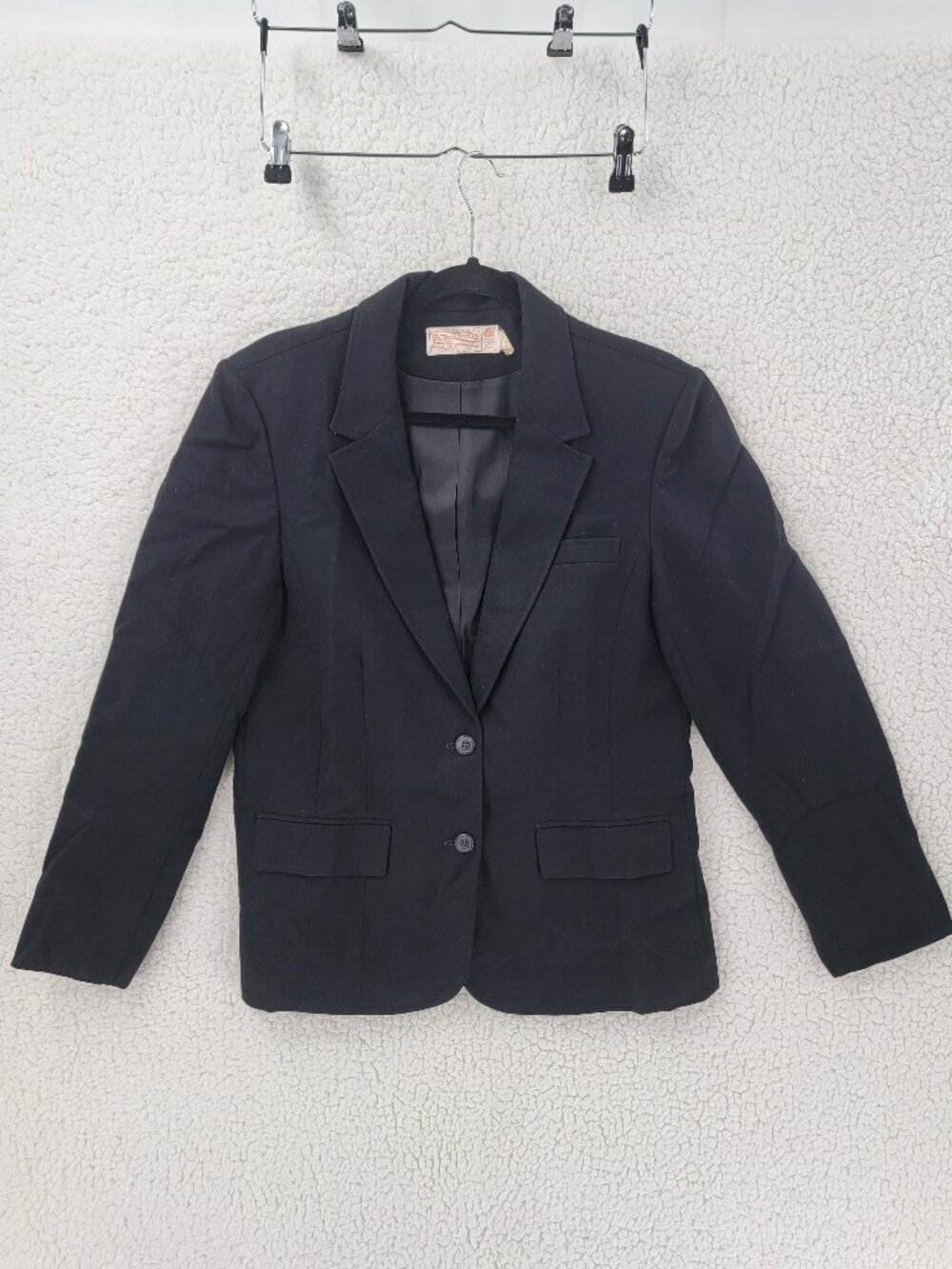 Vintage Pendleton Black 100% Virgin Wool Tailored Blazer Jacket — Size XS / 2